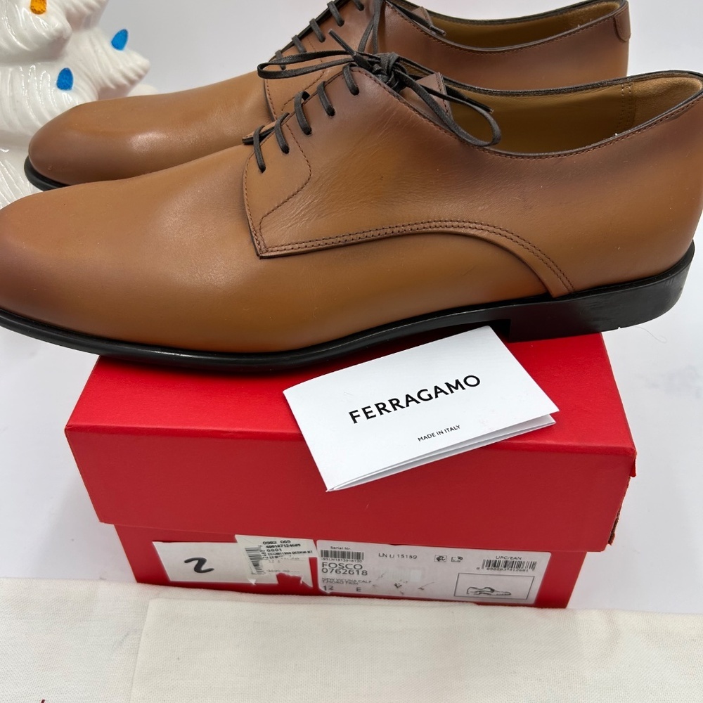 Men, Salvatore, Ferragamo, plain toe, Derby shoes, calf  leather size 12 Italy - Picture 6 of 10